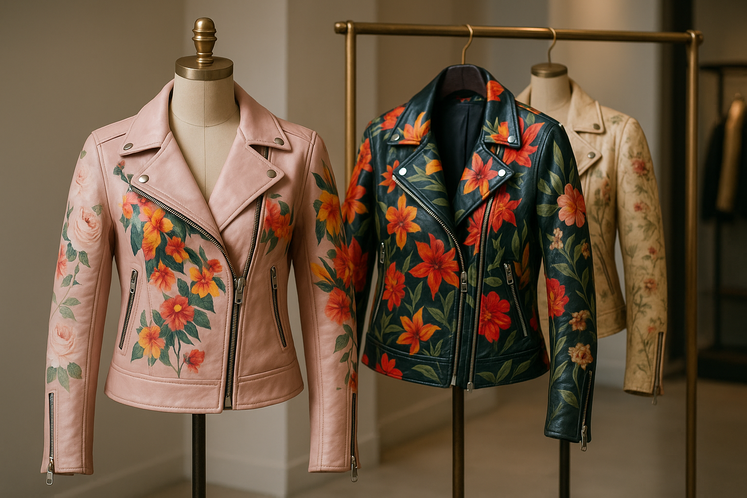 Floral Prints on Leather Jackets